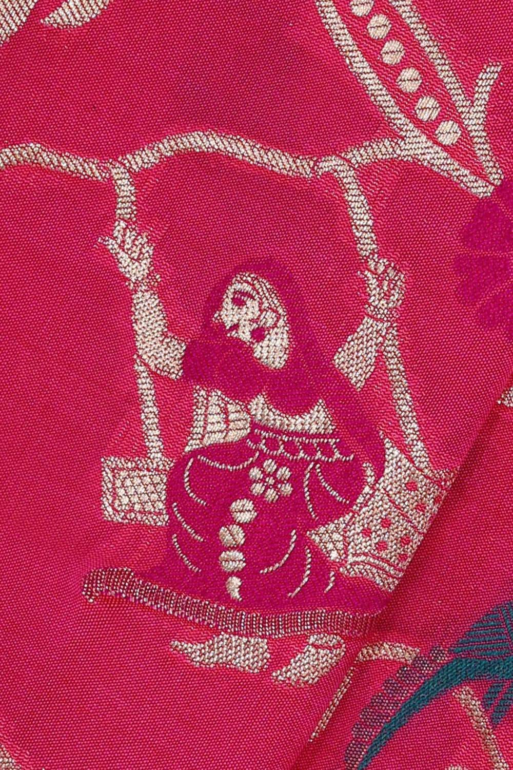 Image of Banarasi Silk Rani Pink Saree