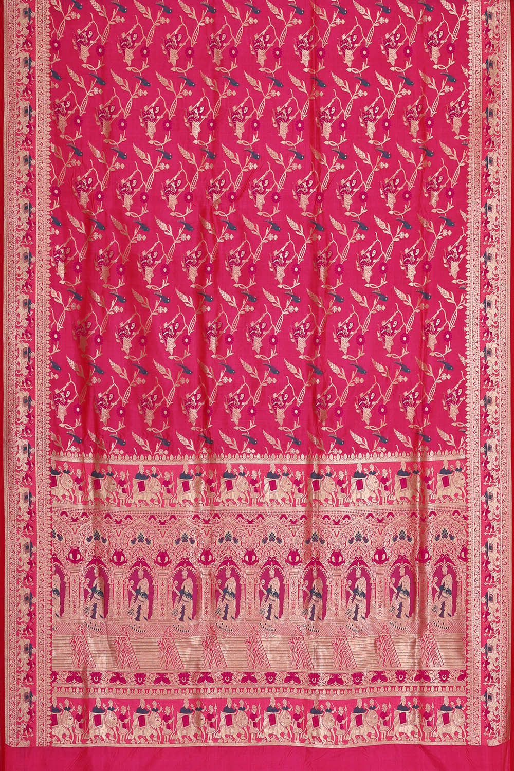 Image of Banarasi Silk Rani Pink Saree