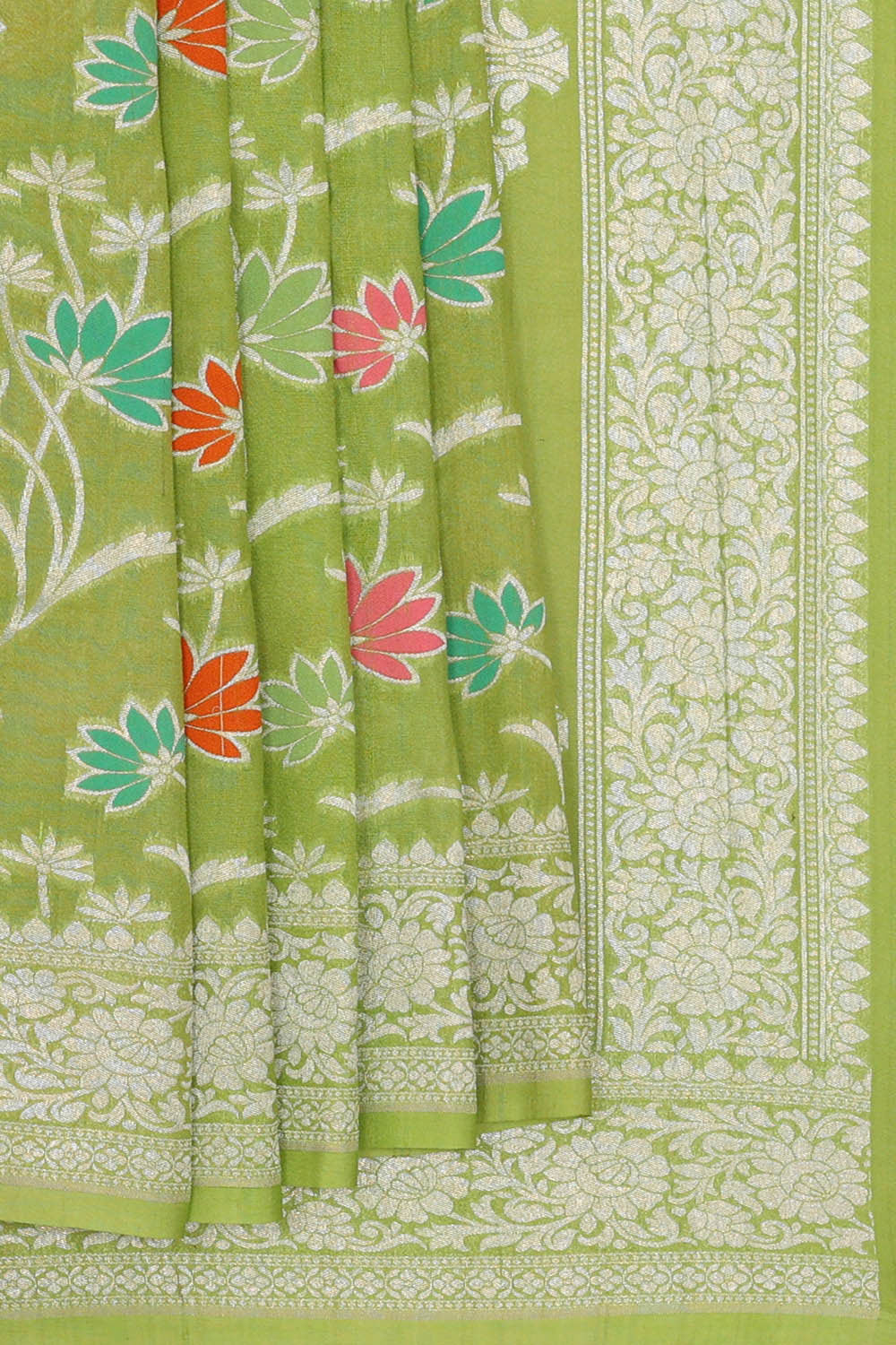 Image of Georgette Parrot Green Saree