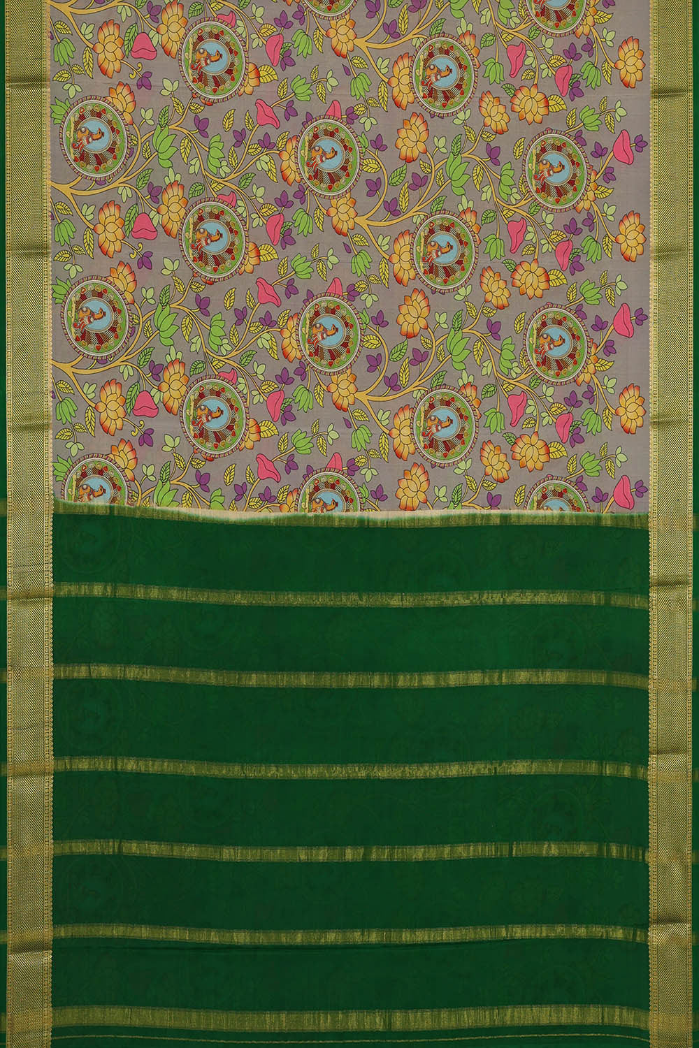Printed Binny Crepe Grey Saree