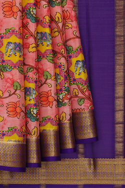 Image of Printed Binny Crepe Peach Saree