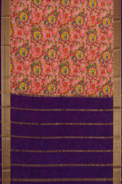 Image of Printed Binny Crepe Peach Saree