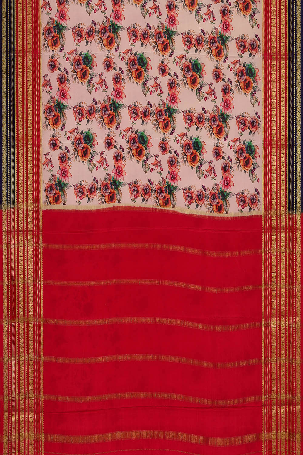 Printed Binny Crepe Light Peach Saree