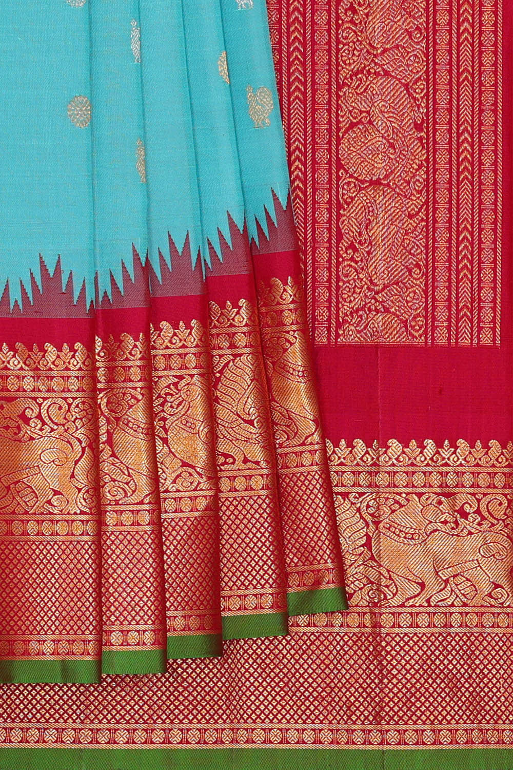 Image of Gadwal Silk Sky Blue Saree
