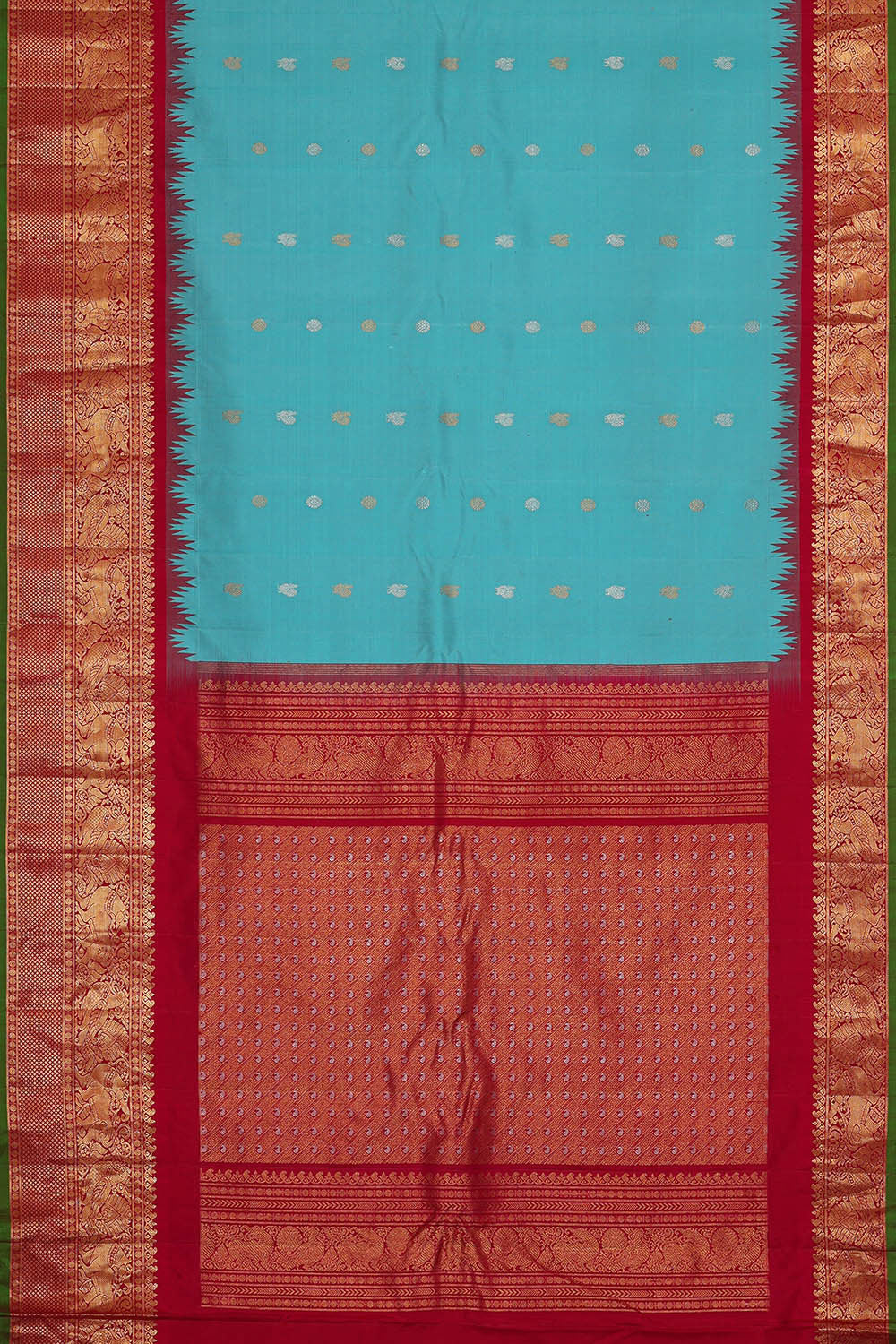 Image of Gadwal Silk Sky Blue Saree