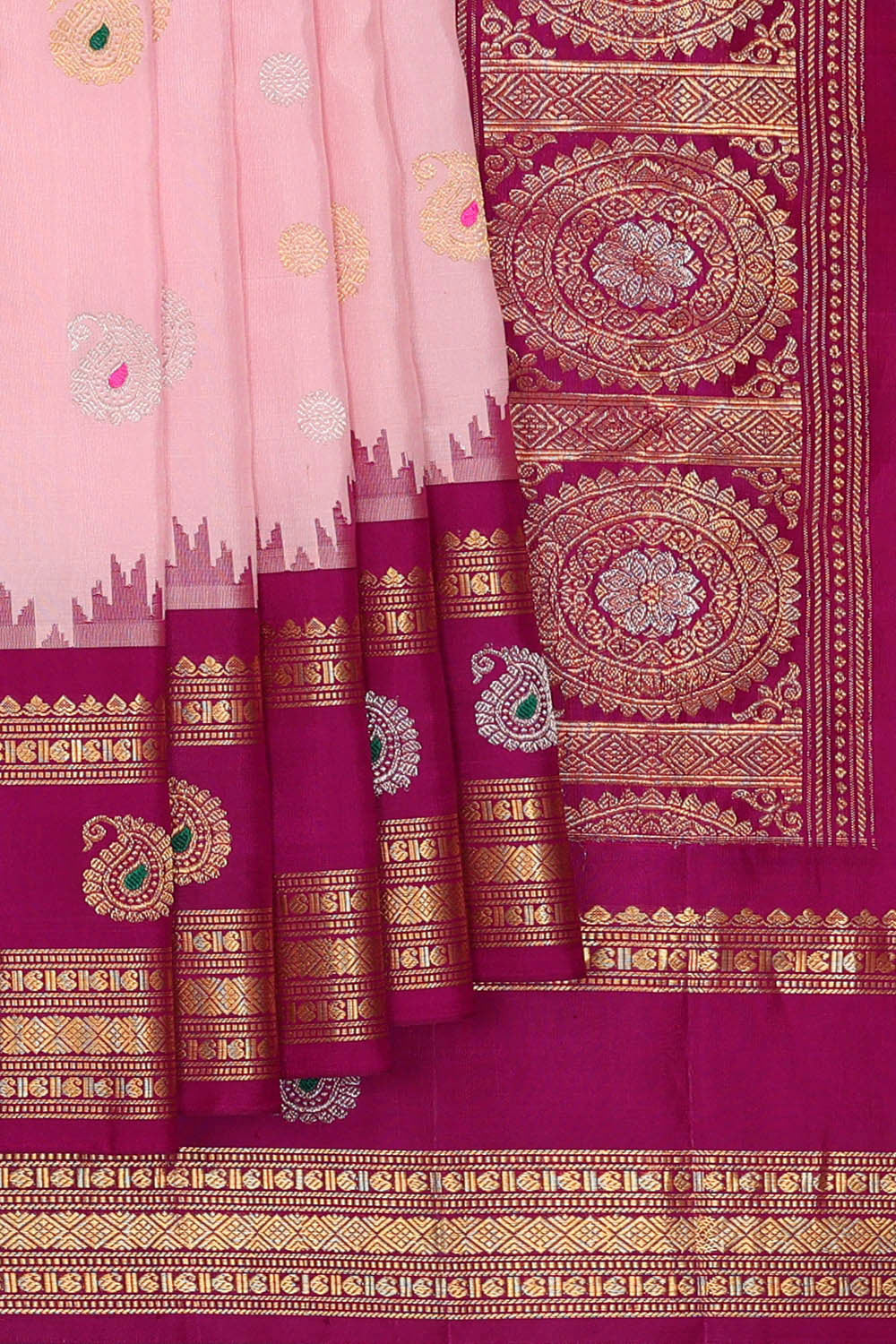 Gadwal Silk Soft Pink Saree