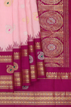 Image of Gadwal Silk Soft Pink Saree