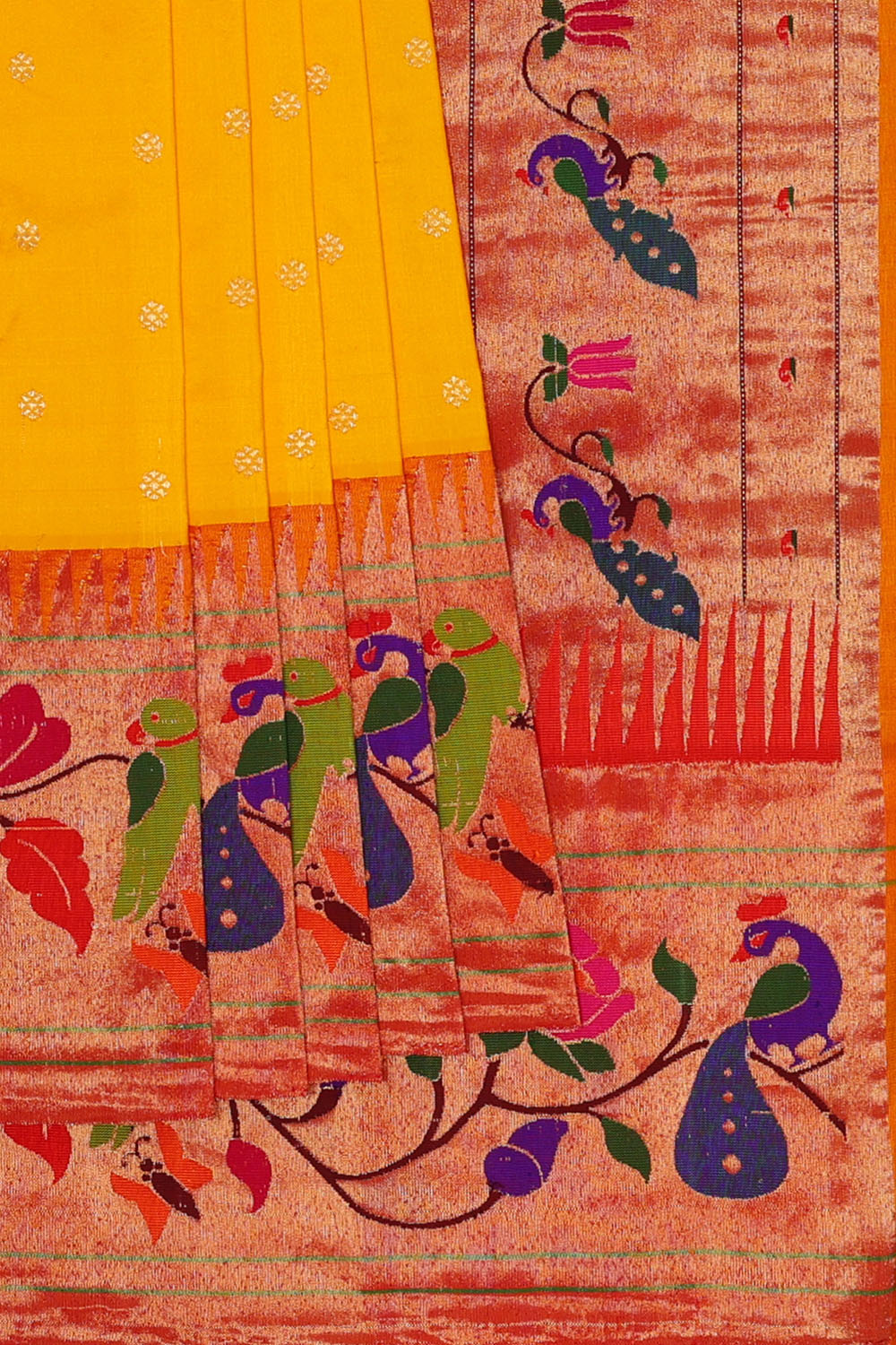 Image of Yellow Paithani Silk Saree