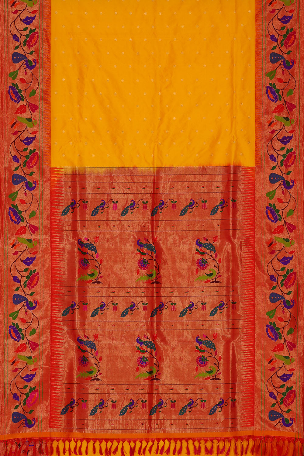 Image of Yellow Paithani Silk Saree