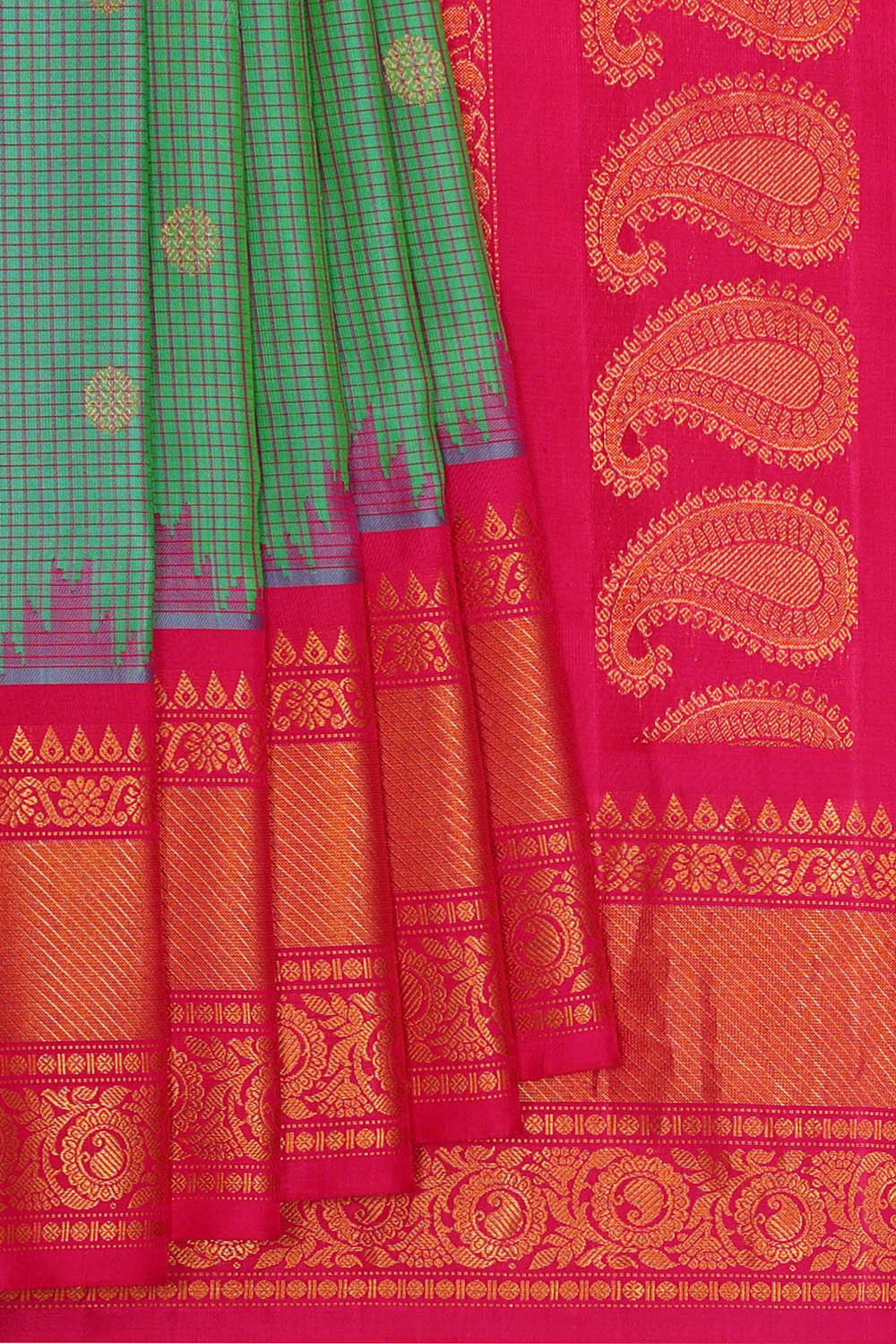 Image of Gadwal Silk Sea Green Saree