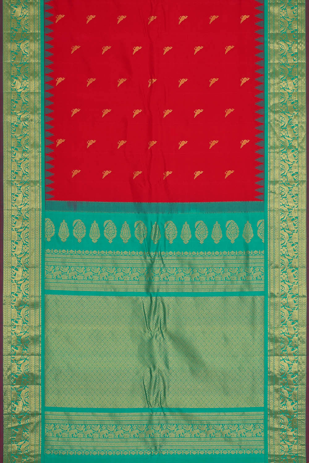 Image of Gadwal Silk Red Saree