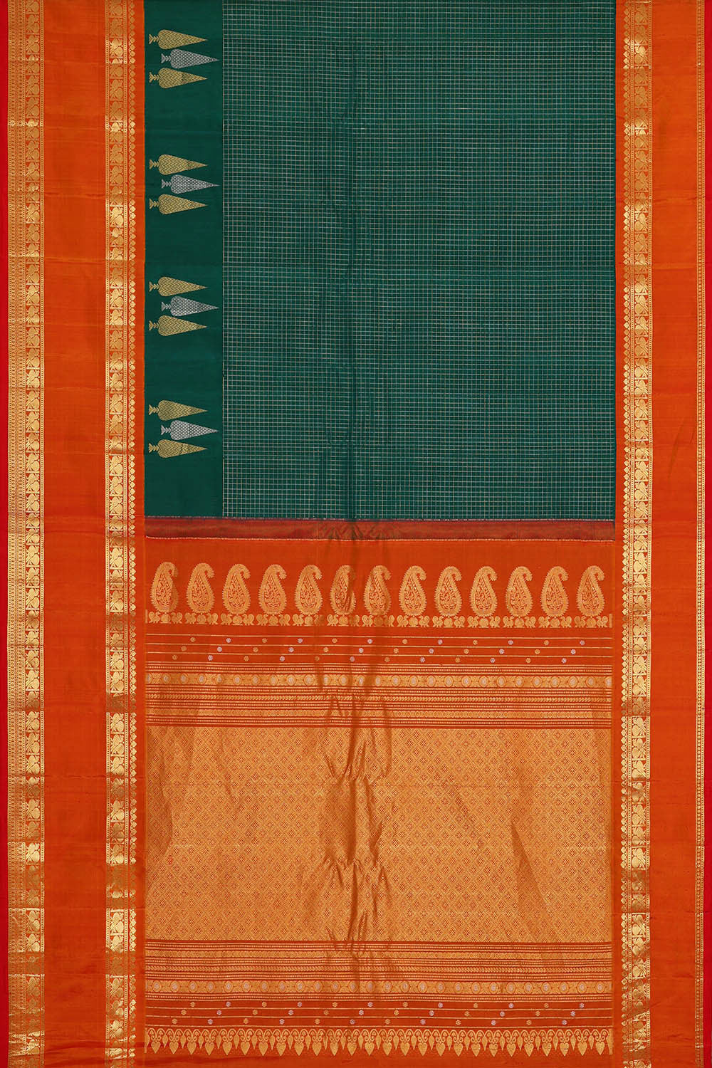 Gadwal Silk Peacock Green Saree
