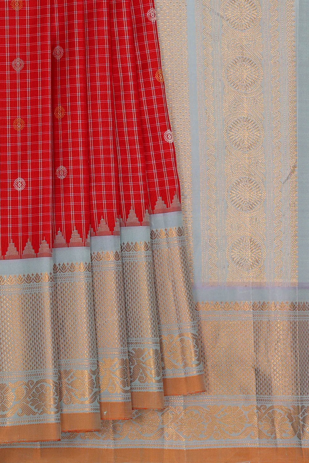 Image of Gadwal Silk Red Saree