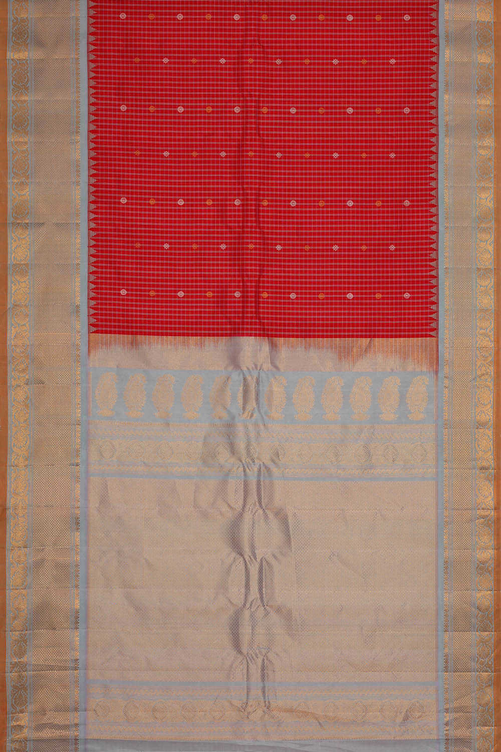 Image of Gadwal Silk Red Saree