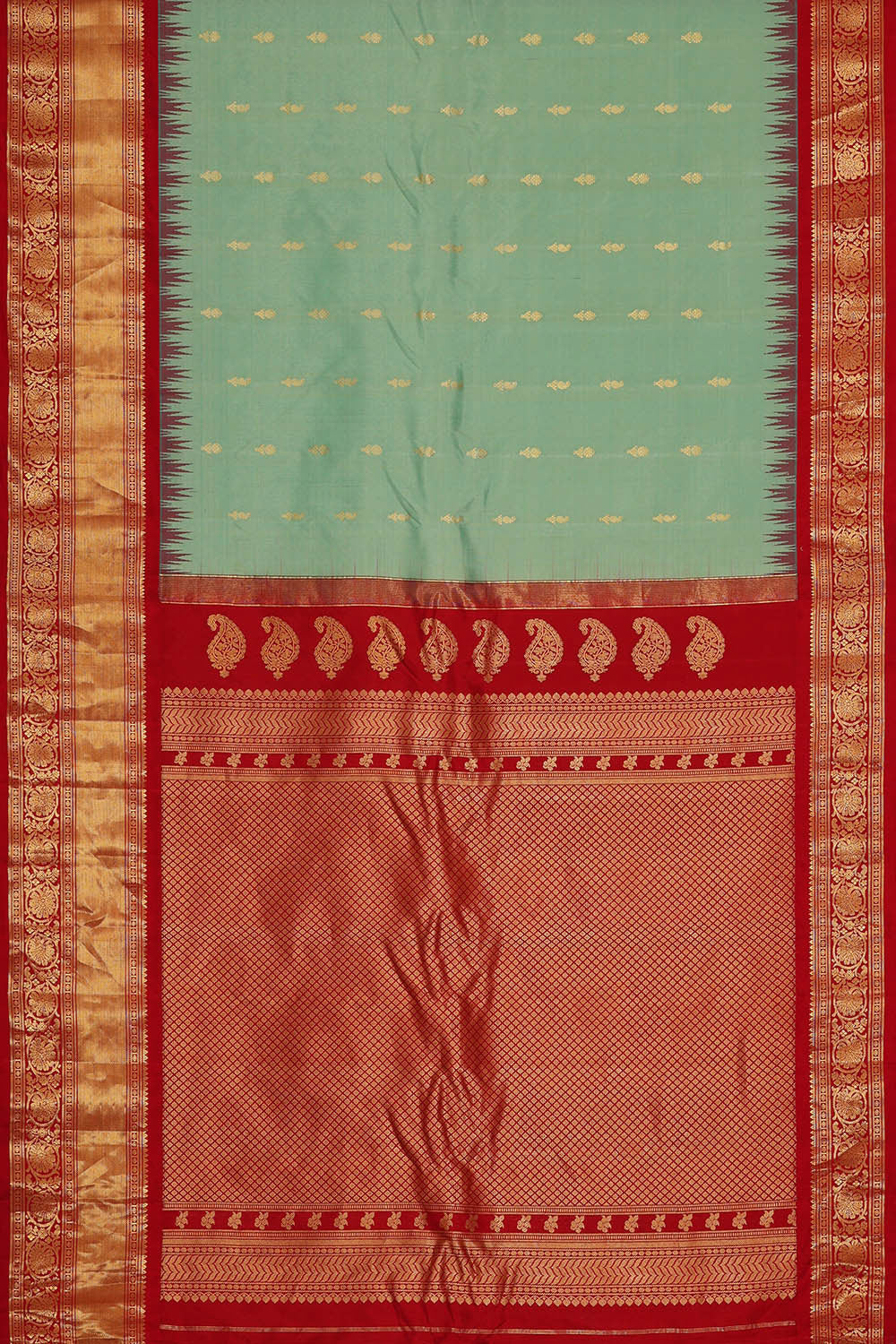 Image of Gadwal Silk Light Sea Green Saree