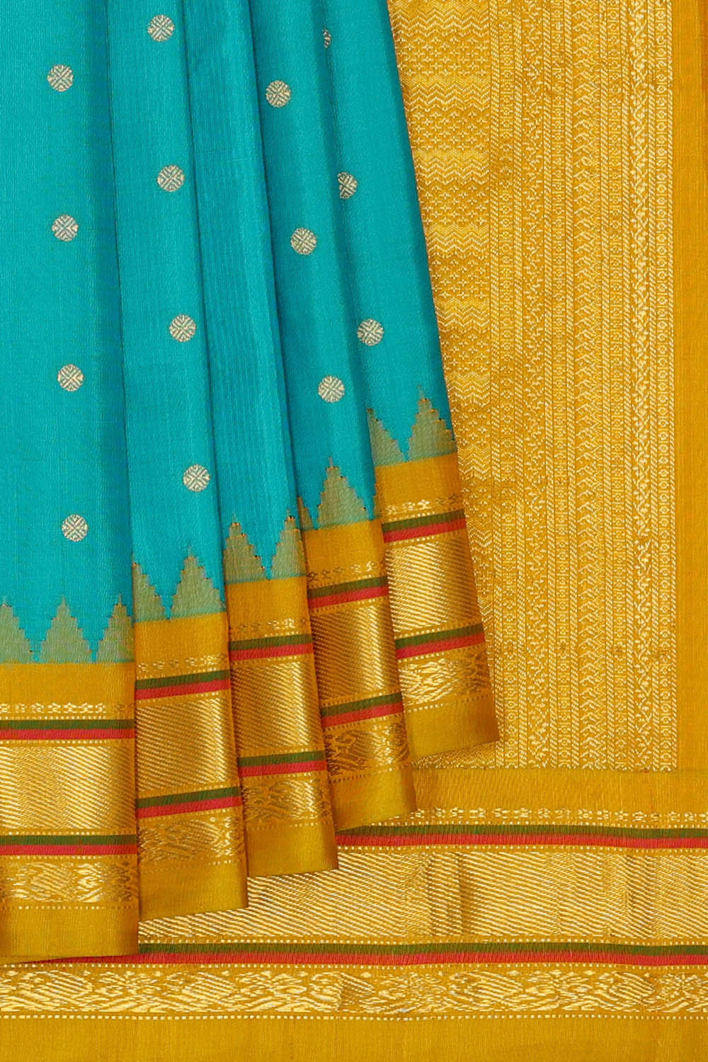 Image of Gadwal Silk Sky Blue Saree