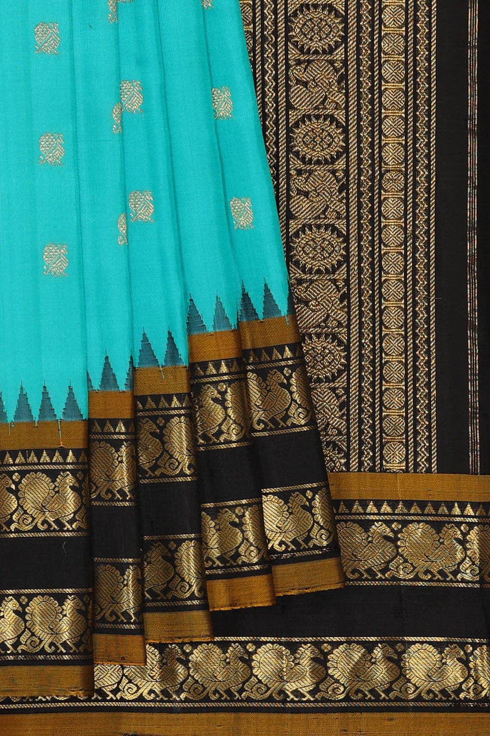 Image of Gadwal Silk Sky Blue Saree