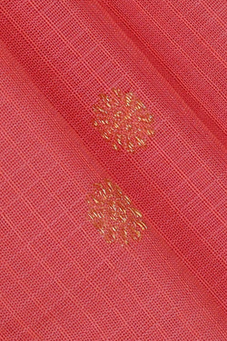 Image of Gadwal Silk Cotton Peach Pink Saree