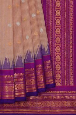 Image of Gadwal Silk Cotton Dull Peach Saree