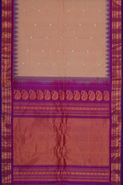 Image of Gadwal Silk Cotton Dull Peach Saree