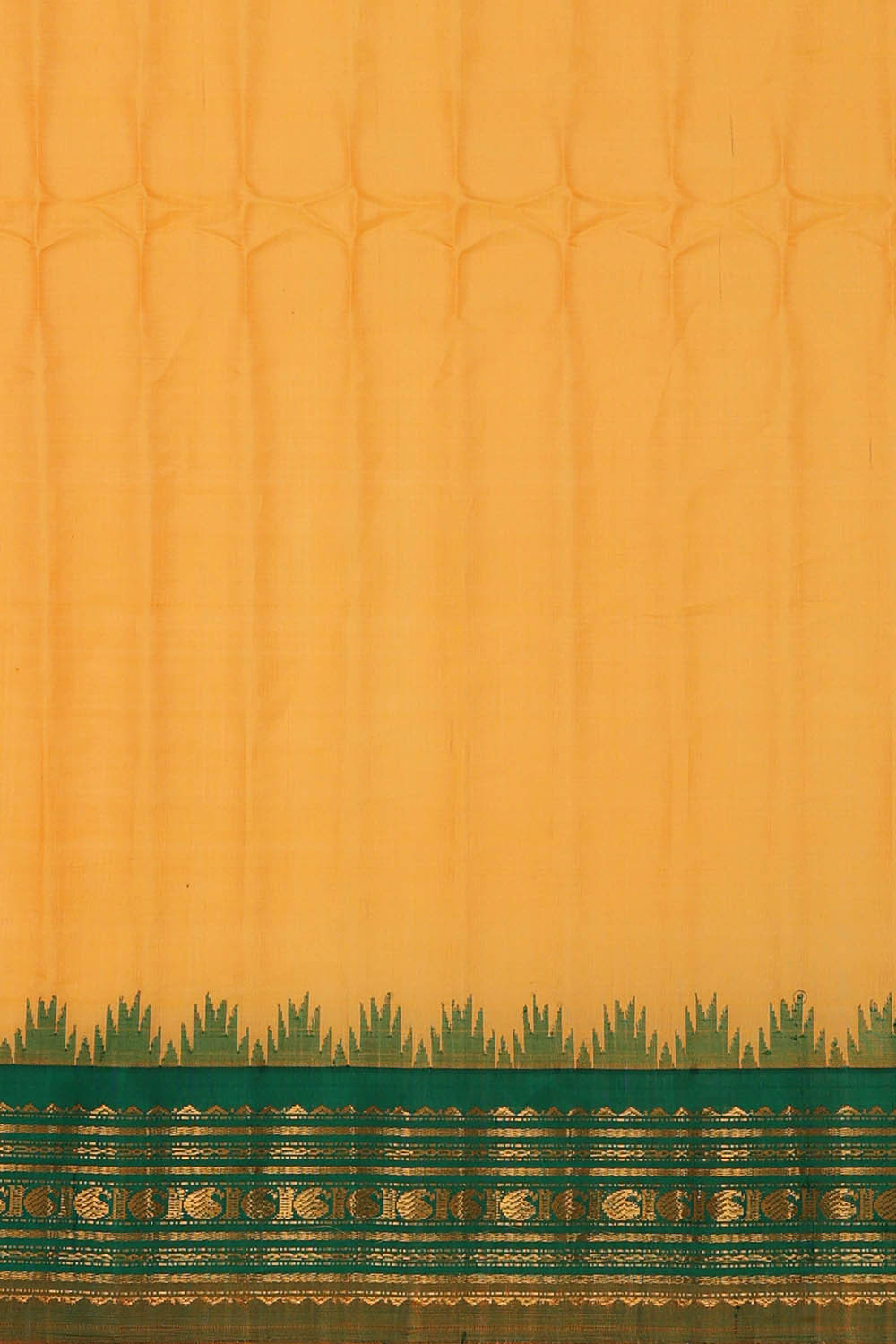Image of Gadwal Silk Cotton Yellow Saree