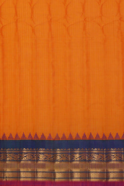 Image of Gadwal Silk Cotton Mustard Yellow Saree