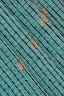 Image of Gadwal Silk Cotton Sky Blue Saree