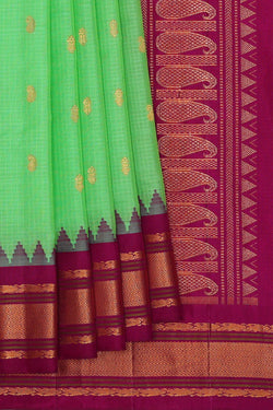 Image of Gadwal Silk Cotton Light Green Saree