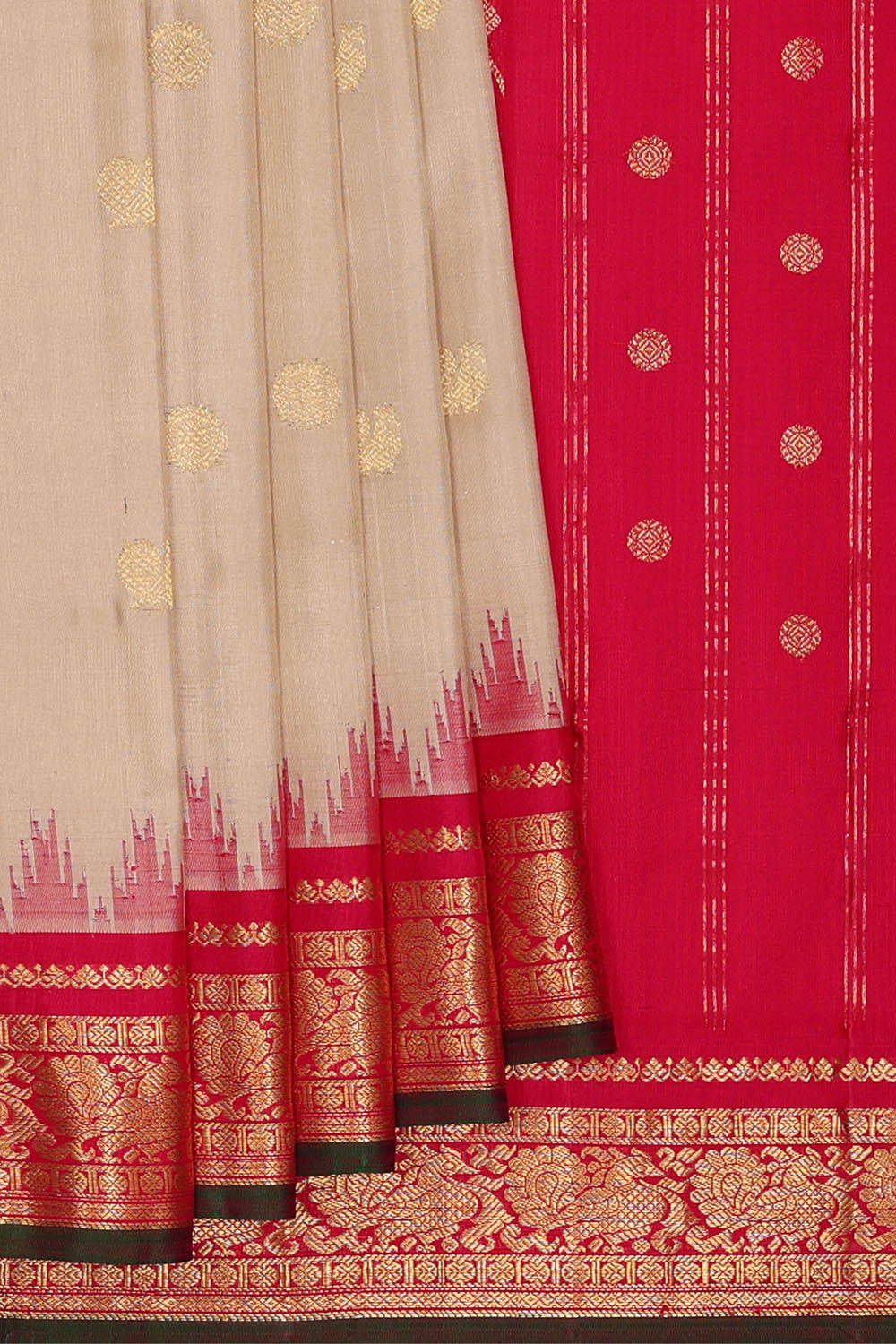 Gadwal Silk Cream Saree