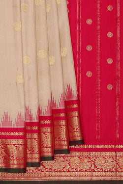 Image of Gadwal Silk Cream Saree
