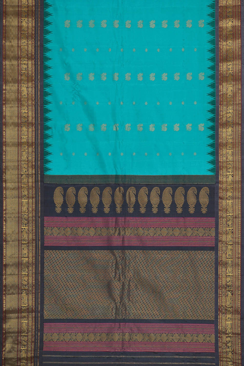 Image of Gadwal Silk Sky Blue Saree