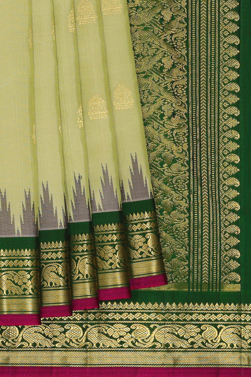 Image of Gadwal Silk Light Pista Green Saree