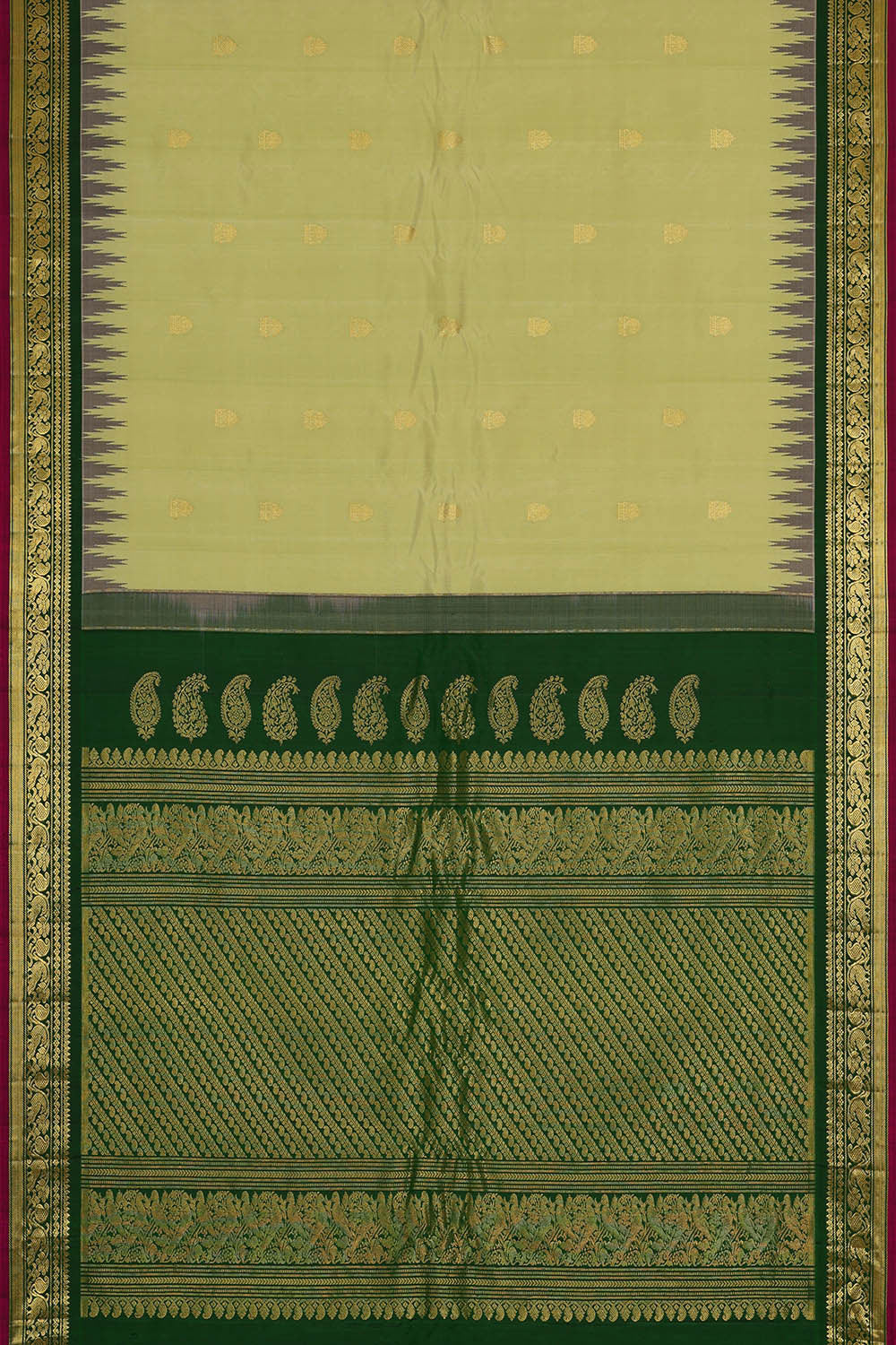 Image of Gadwal Silk Light Pista Green Saree