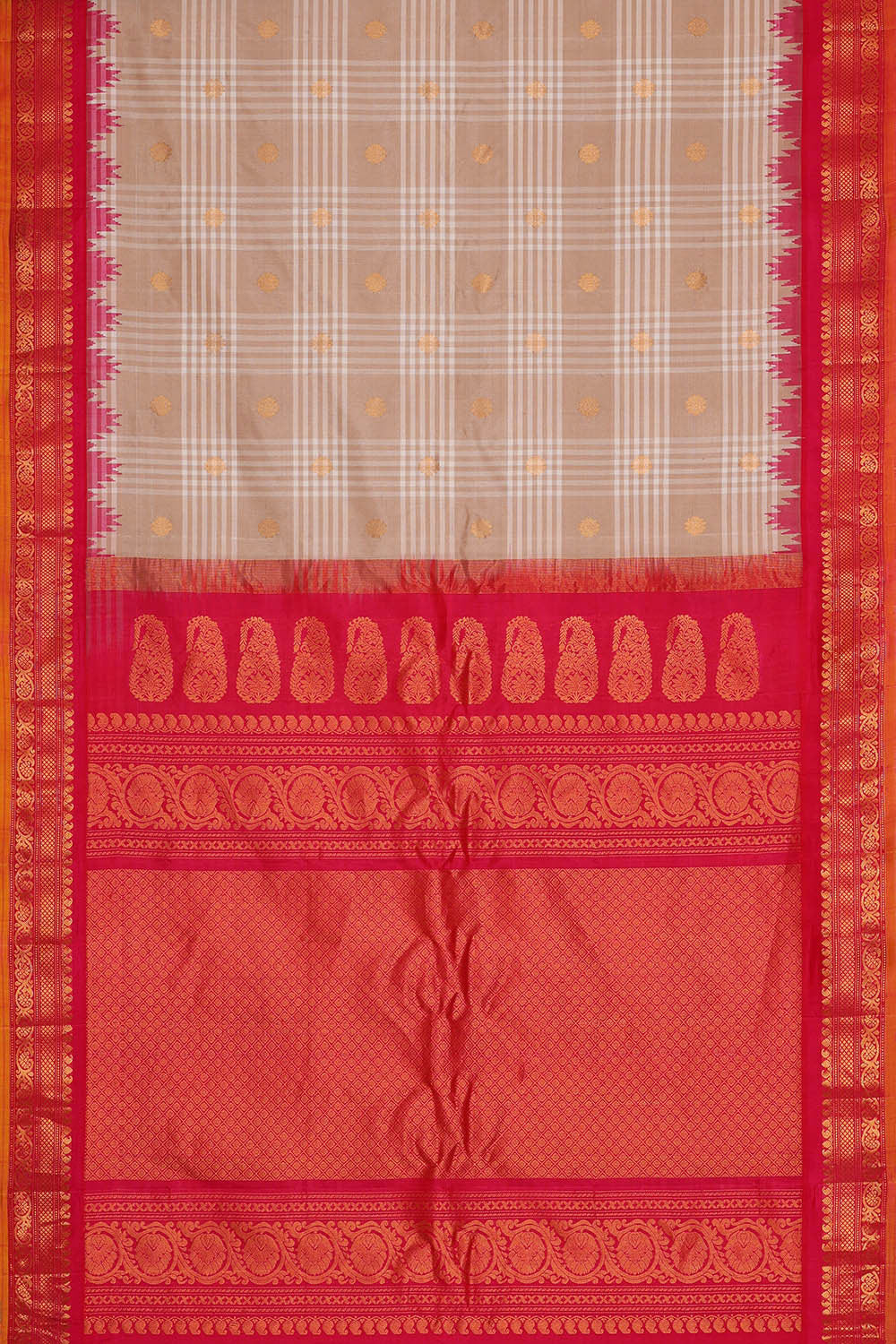 Image of Gadwal Silk Cream Saree