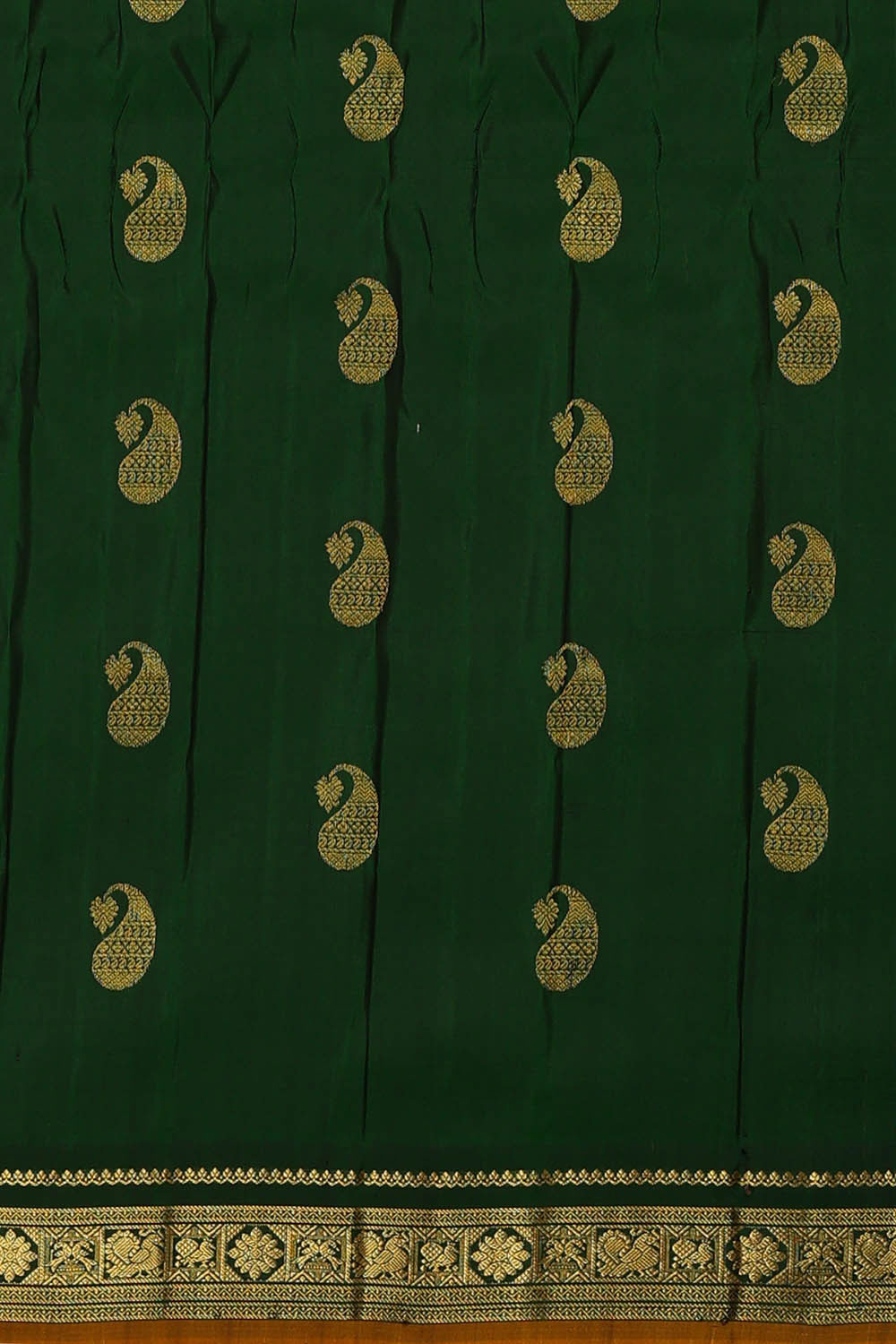 Gadwal Silk Golden Green Saree