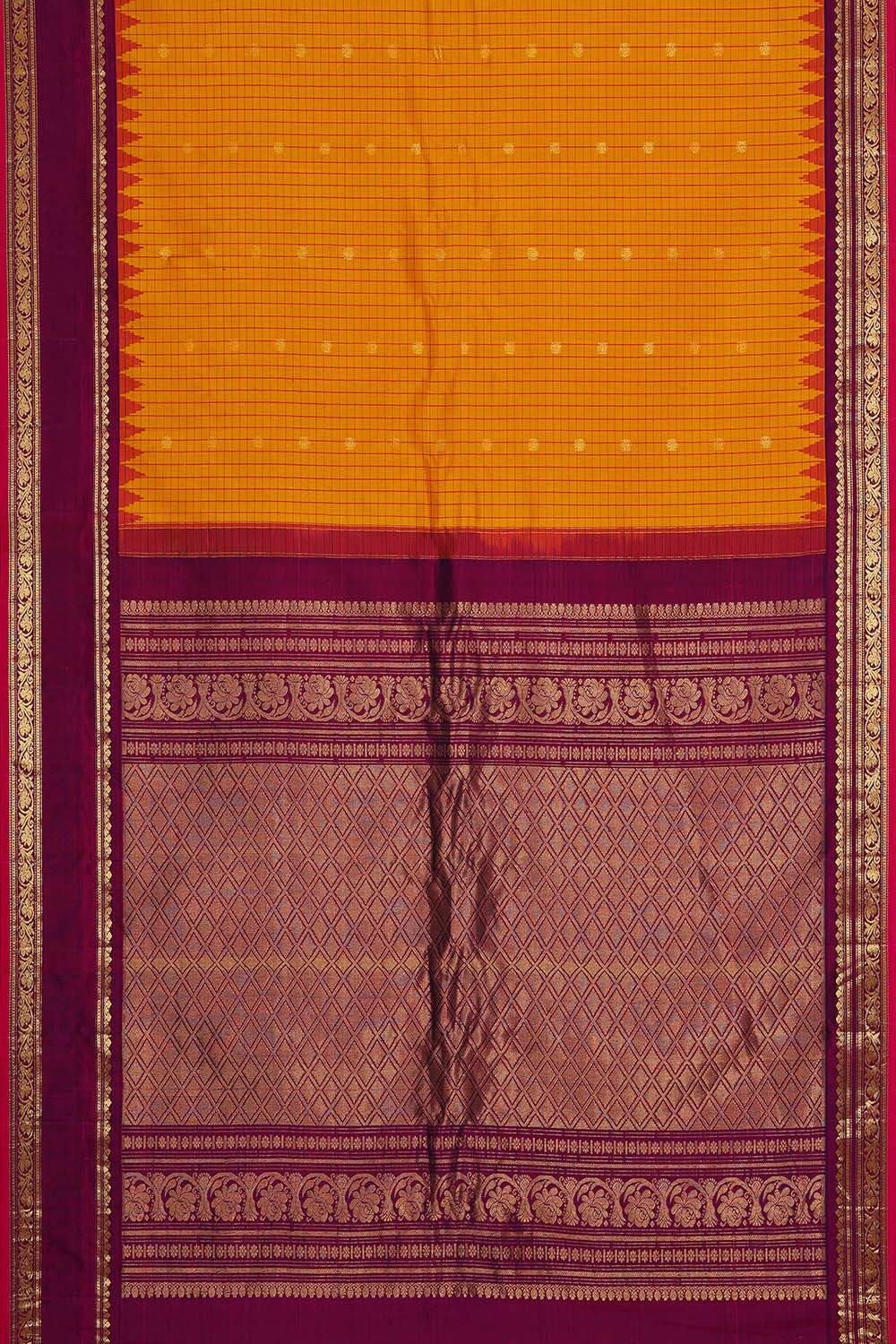 Gadwal Silk Mustard Yellow Saree