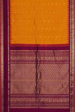 Image of Gadwal Silk Mustard Yellow Saree