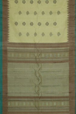Image of Gadwal Silk Cream Yellow Saree