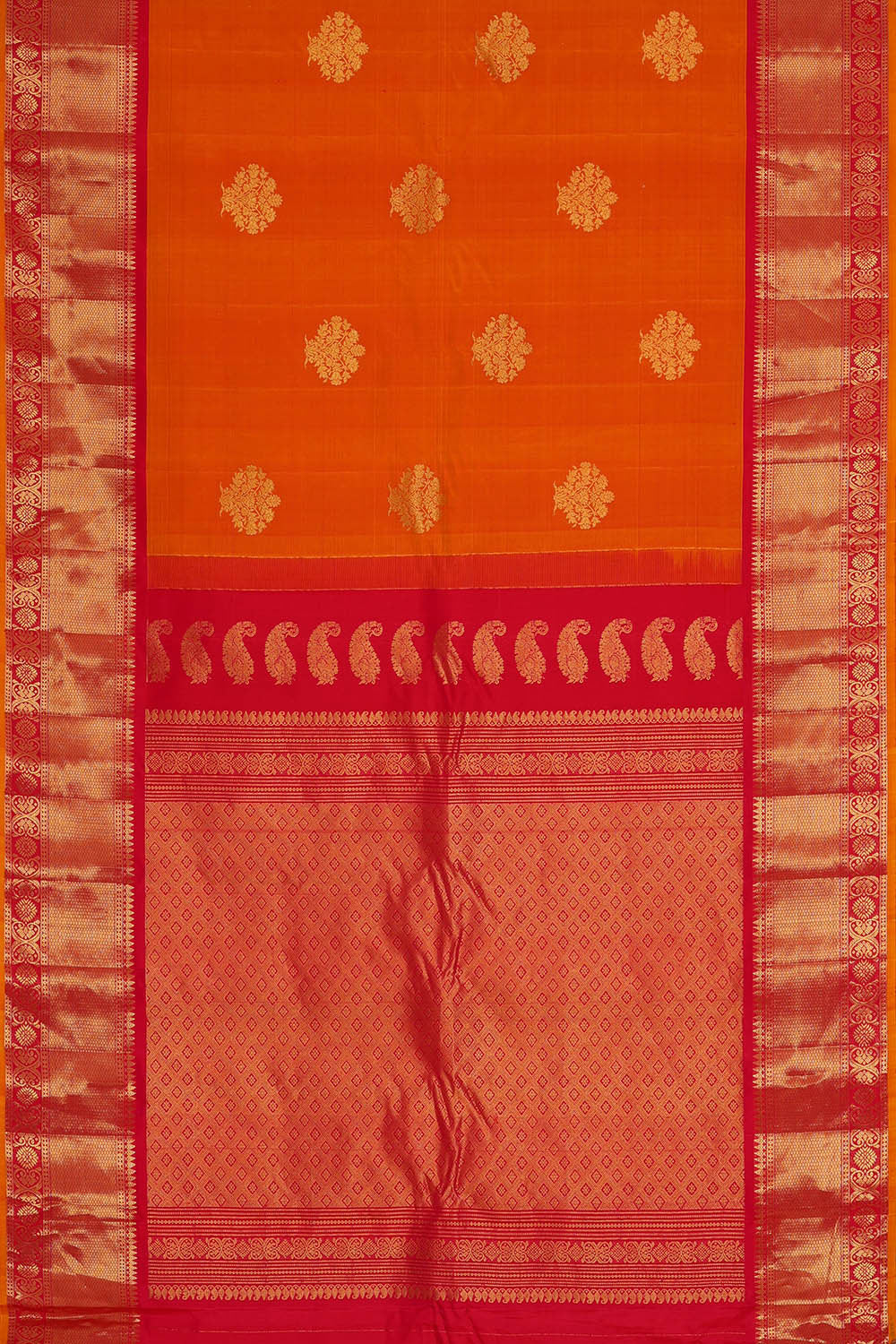 Image of Gadwal Silk Mustard Orange Saree