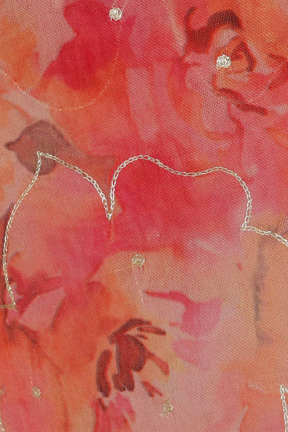 Printed Banarasi Organza Light Peach Saree