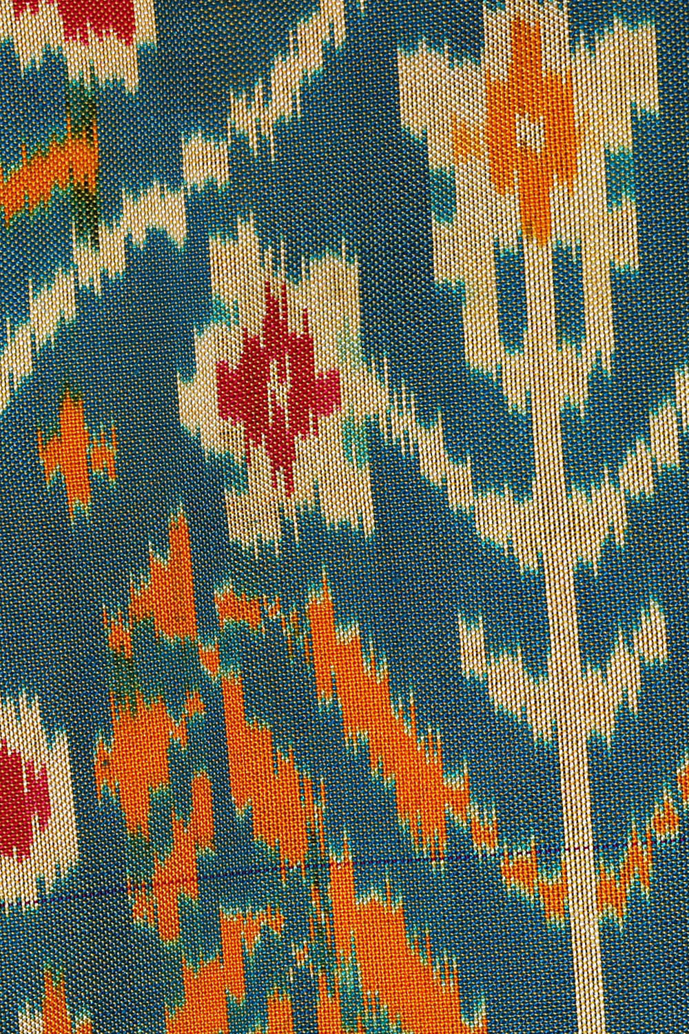 Ikat Greyish Blue Saree