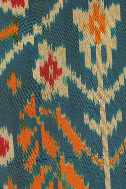 Image of Ikat Greyish Blue Saree