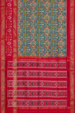 Image of Ikat Greyish Blue Saree