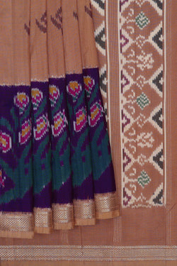 Image of Ikat Creamy Brown Saree