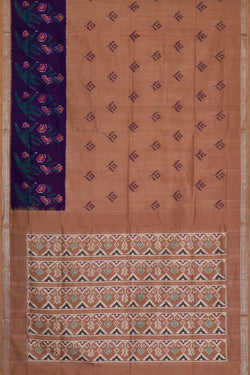 Image of Ikat Creamy Brown Saree