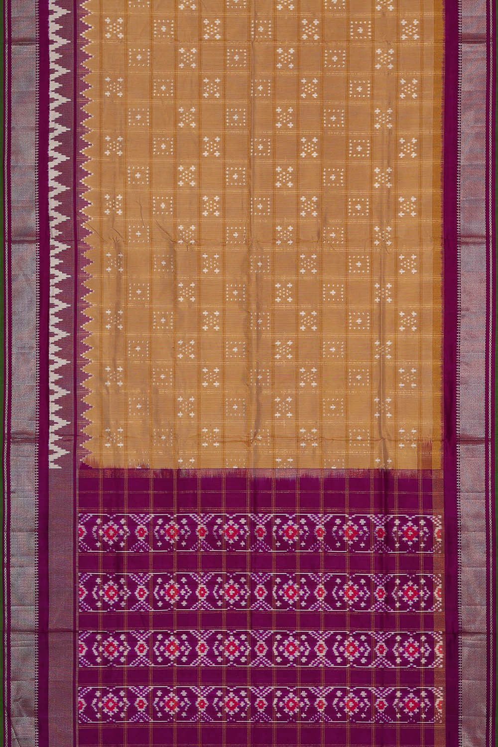 Ikat Dark Cream Saree