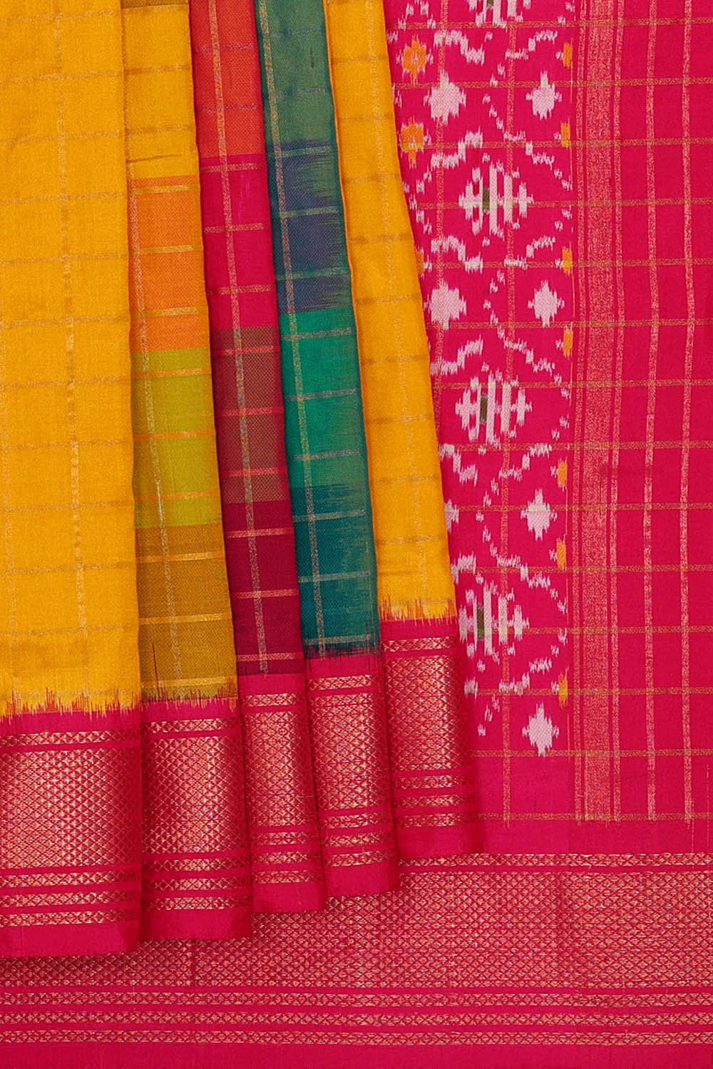 Image of Ikat Yellow Saree