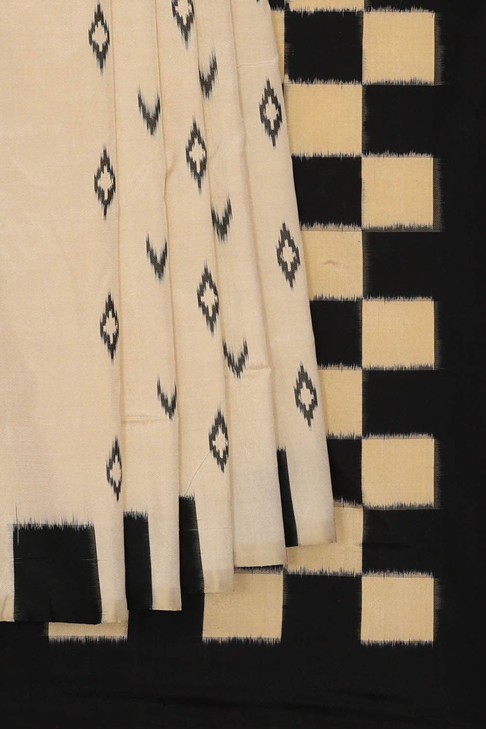Ikat Cream Saree