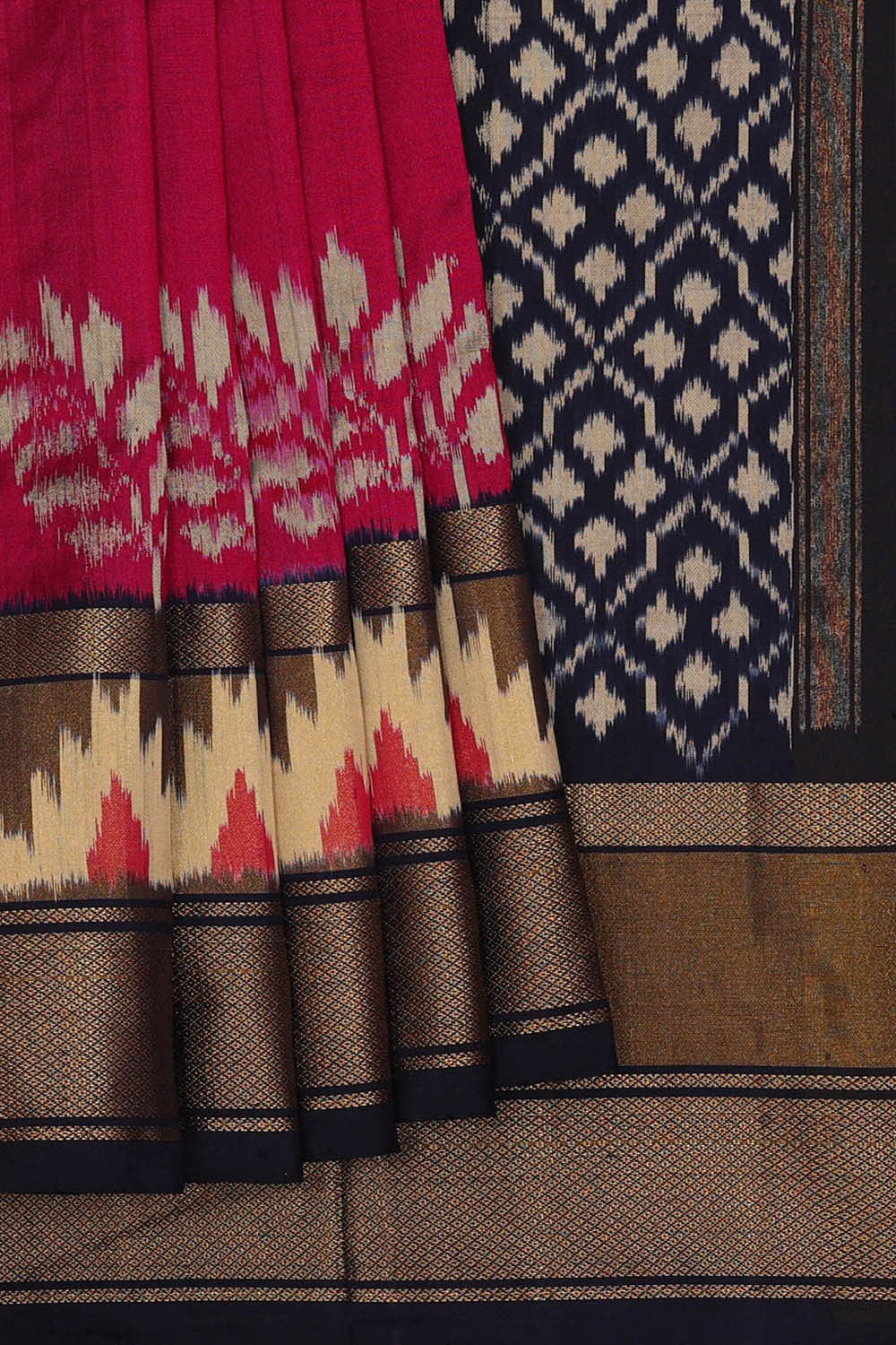 Ikat Reddish Pink Saree
