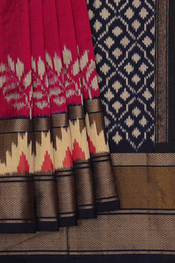 Image of Ikat Reddish Pink Saree